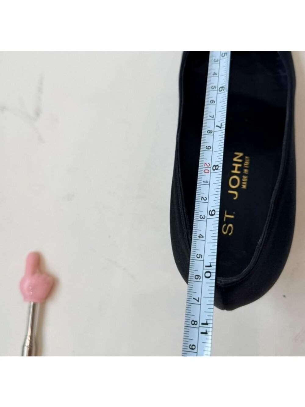 St. John Nicolette Pointed Toe Pumps Black Satin Women's 7B Made in Italy - Picture 12 of 12